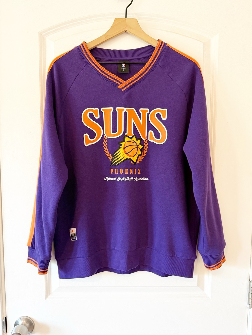 NBA Phoenix Suns Basketball Sweatshirt Sz Large Purple and Orange